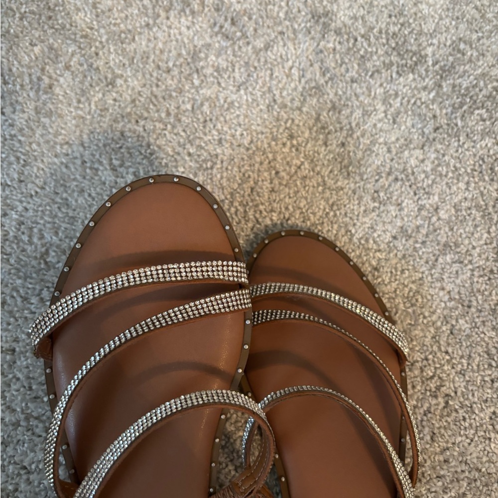 Steve Madden Brown and Silver Strappy Sandals